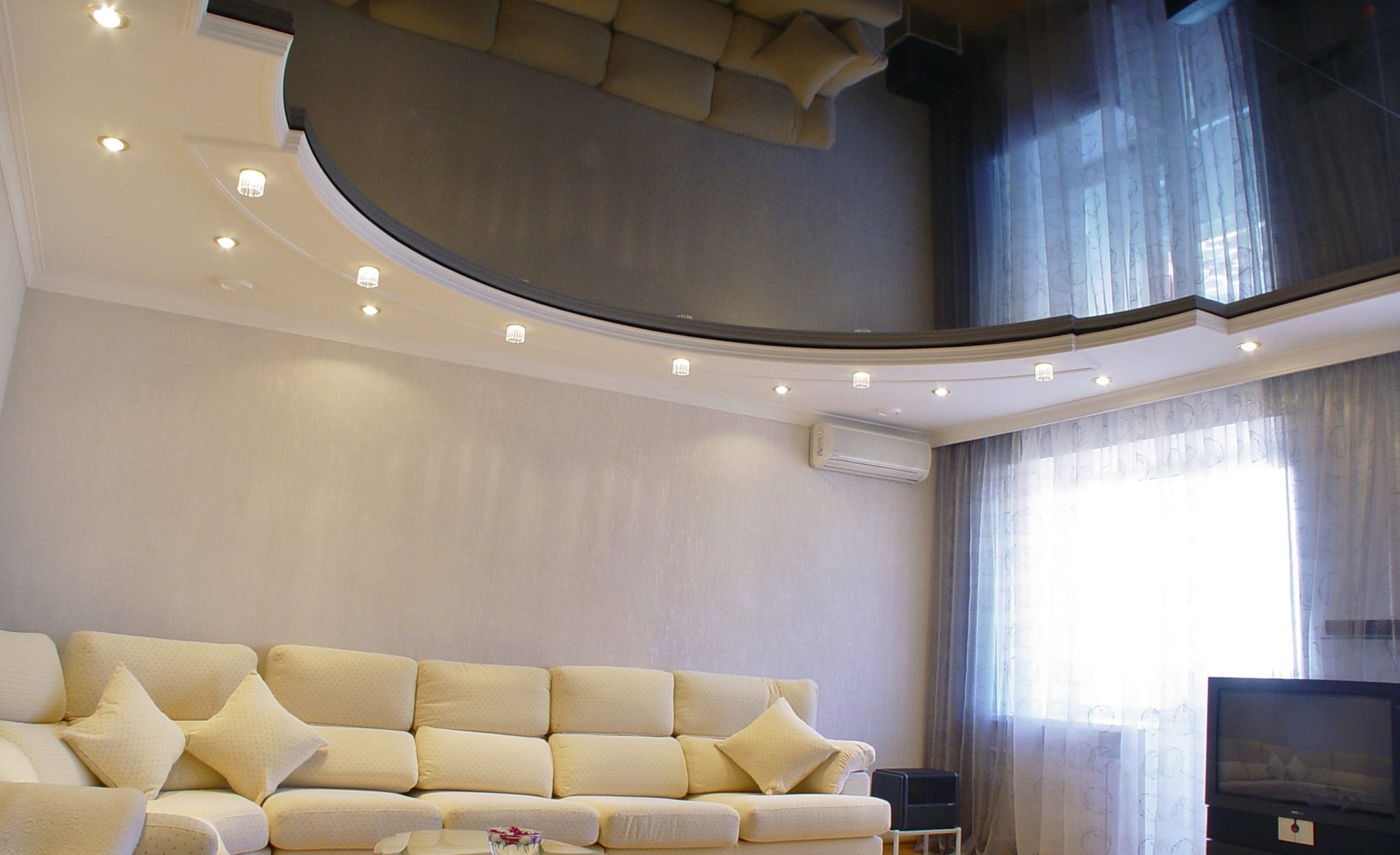 Двухуровневые натяжные потолки с подсветкой: 220 фото дизайнерских решений