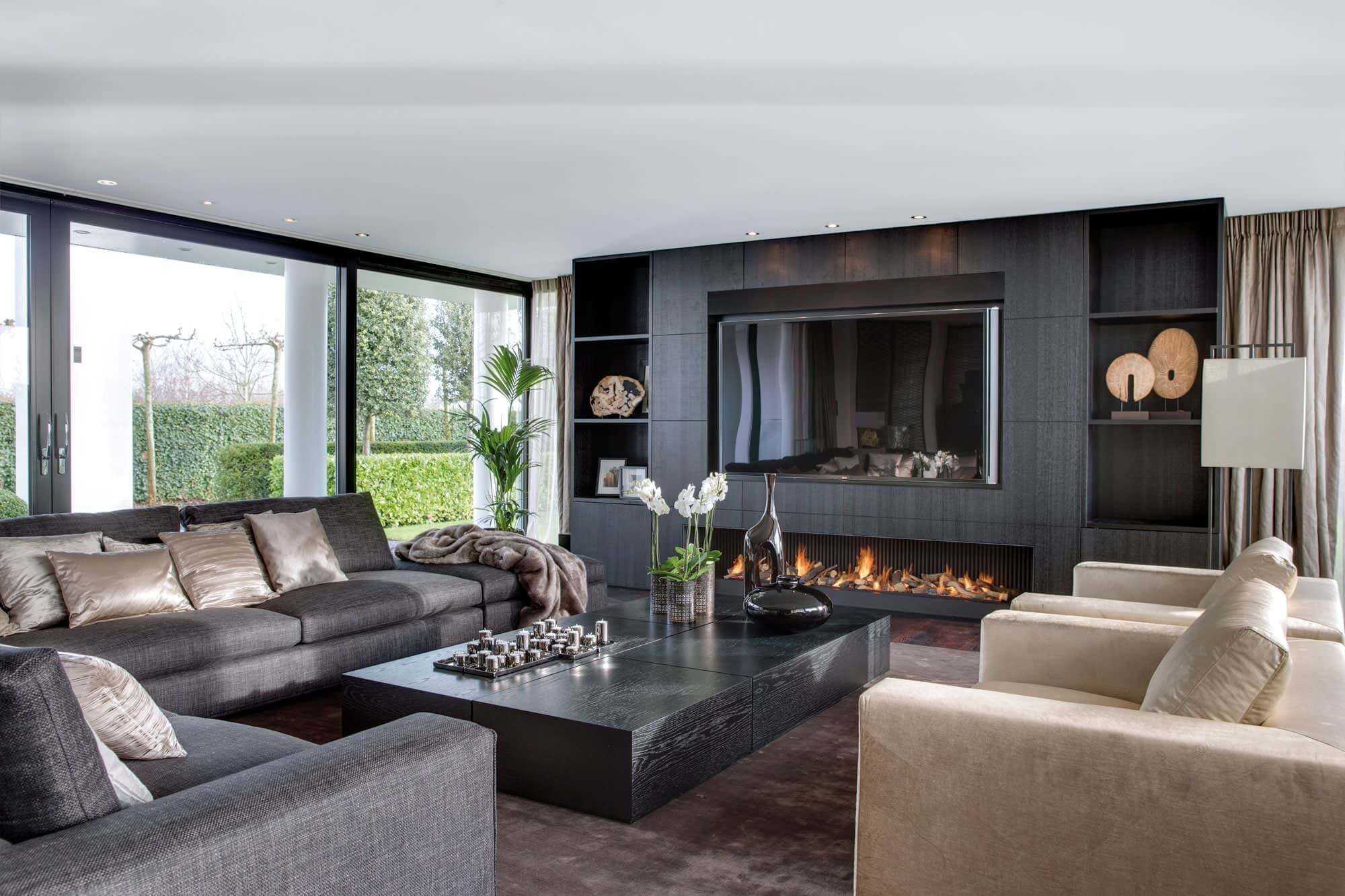 Дизайн гостиной с камином в современном стиле: 170 лучших идей фото интерьеров