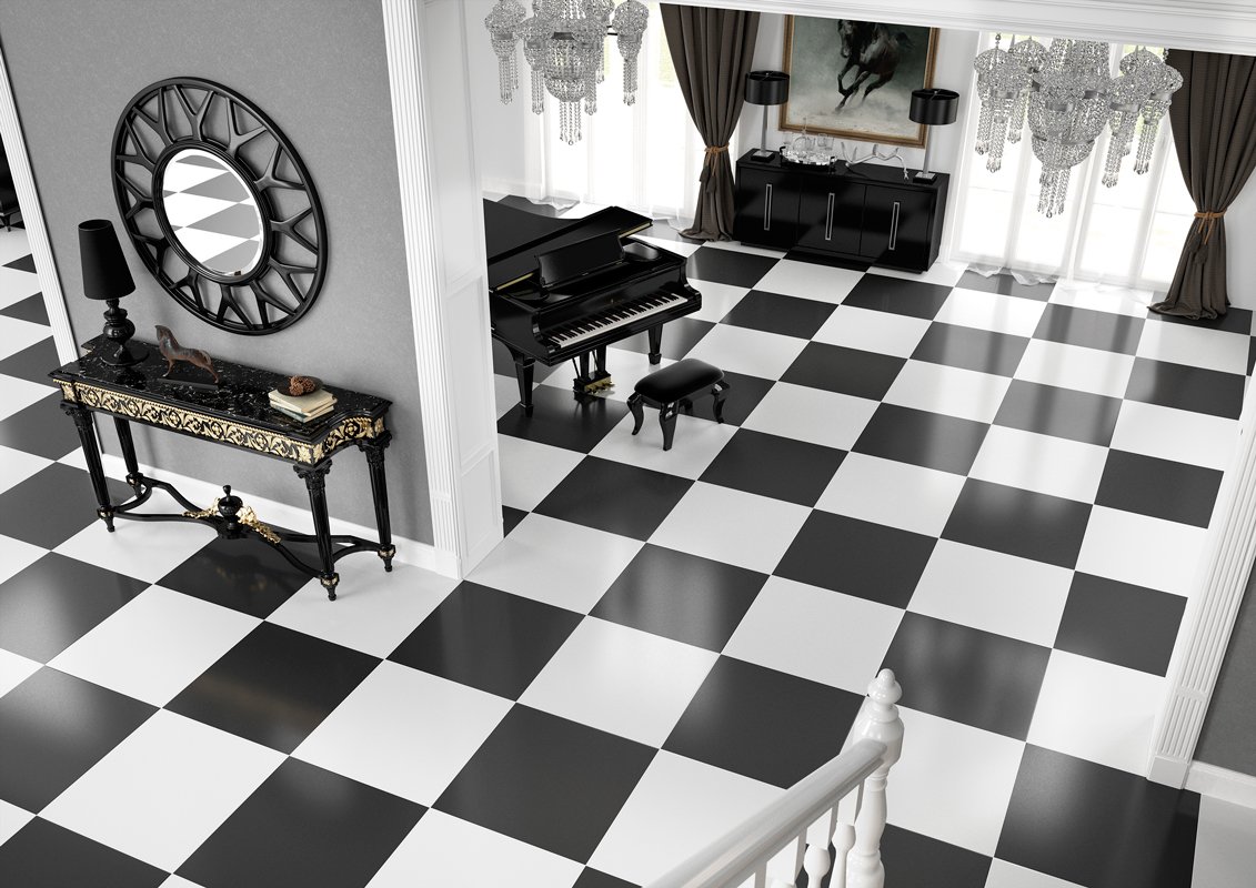 Черно белая плитка (26 фото): керамическая поверхность с вставками-квадратиками в шахматном порядке в интерьере прихожей