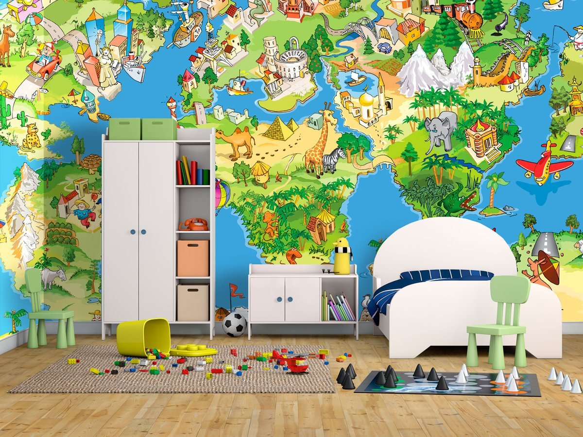 Фотообои «карта мира» для детей на стену (44 фото): картинки на обоях в детскую комнату