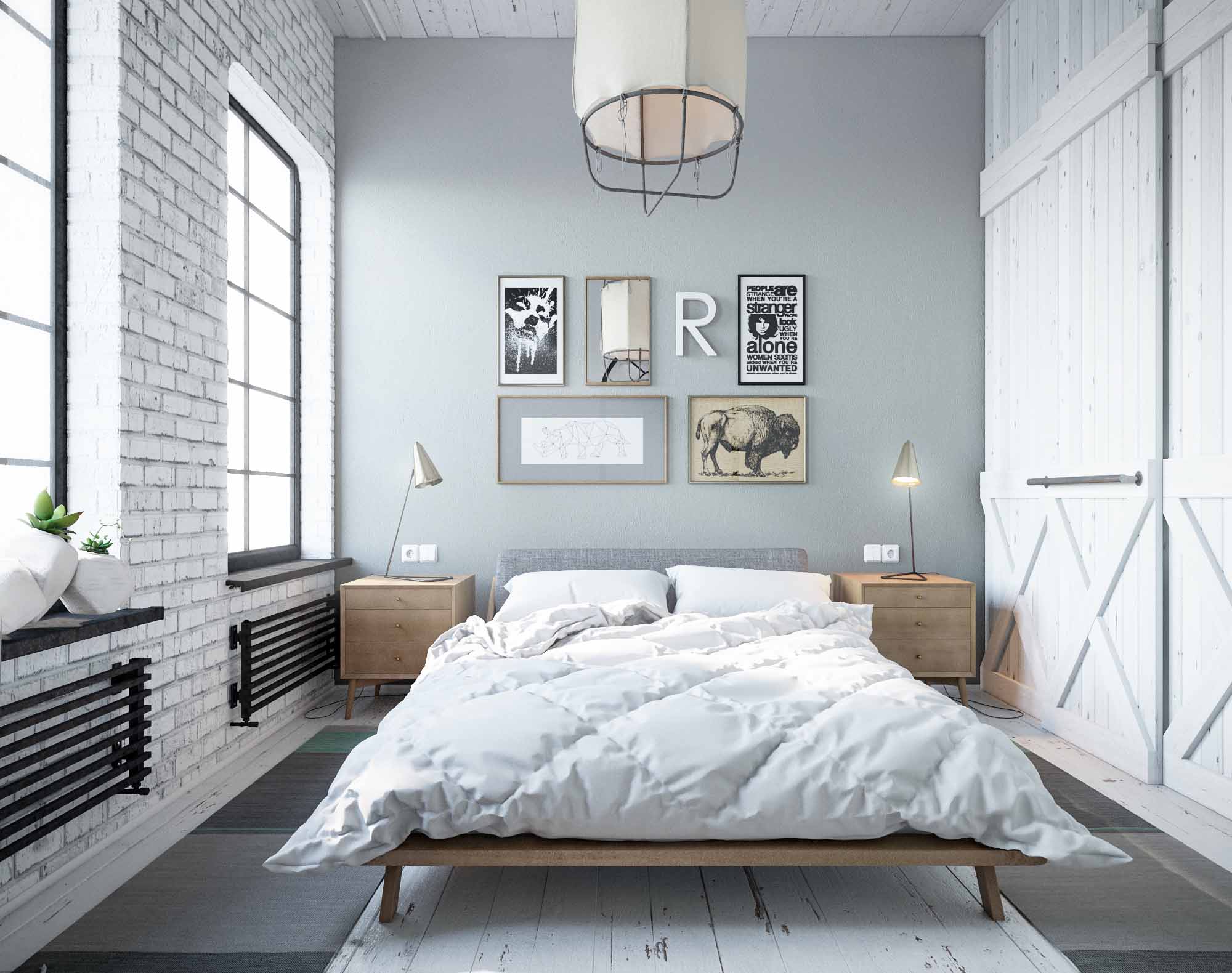 Спальня в стиле лофт фото интерьера в светлых и темных тонах