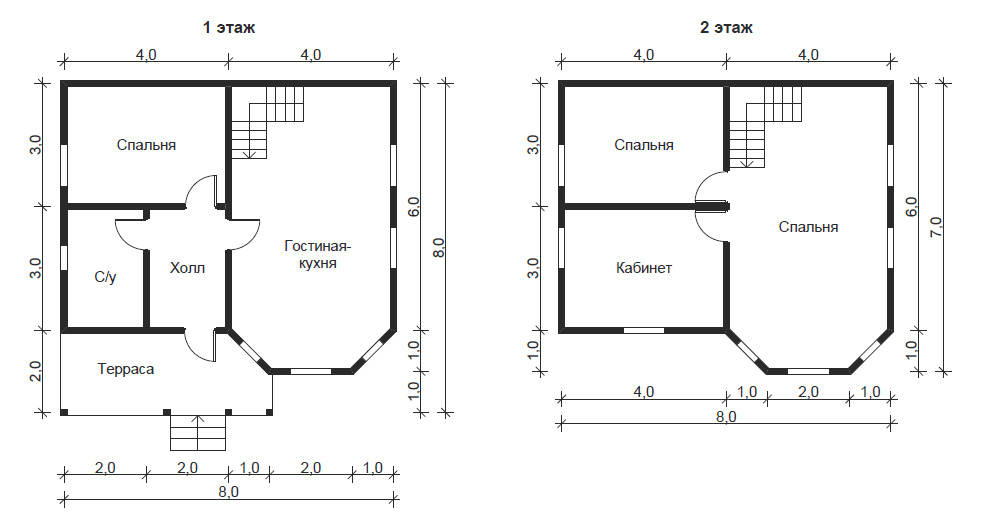 Планировка дома 7 на 7: типовые проекты с гаражом + планы домов площадью 49 кв. м. с балконом, террасой и мансардой (120 фото)