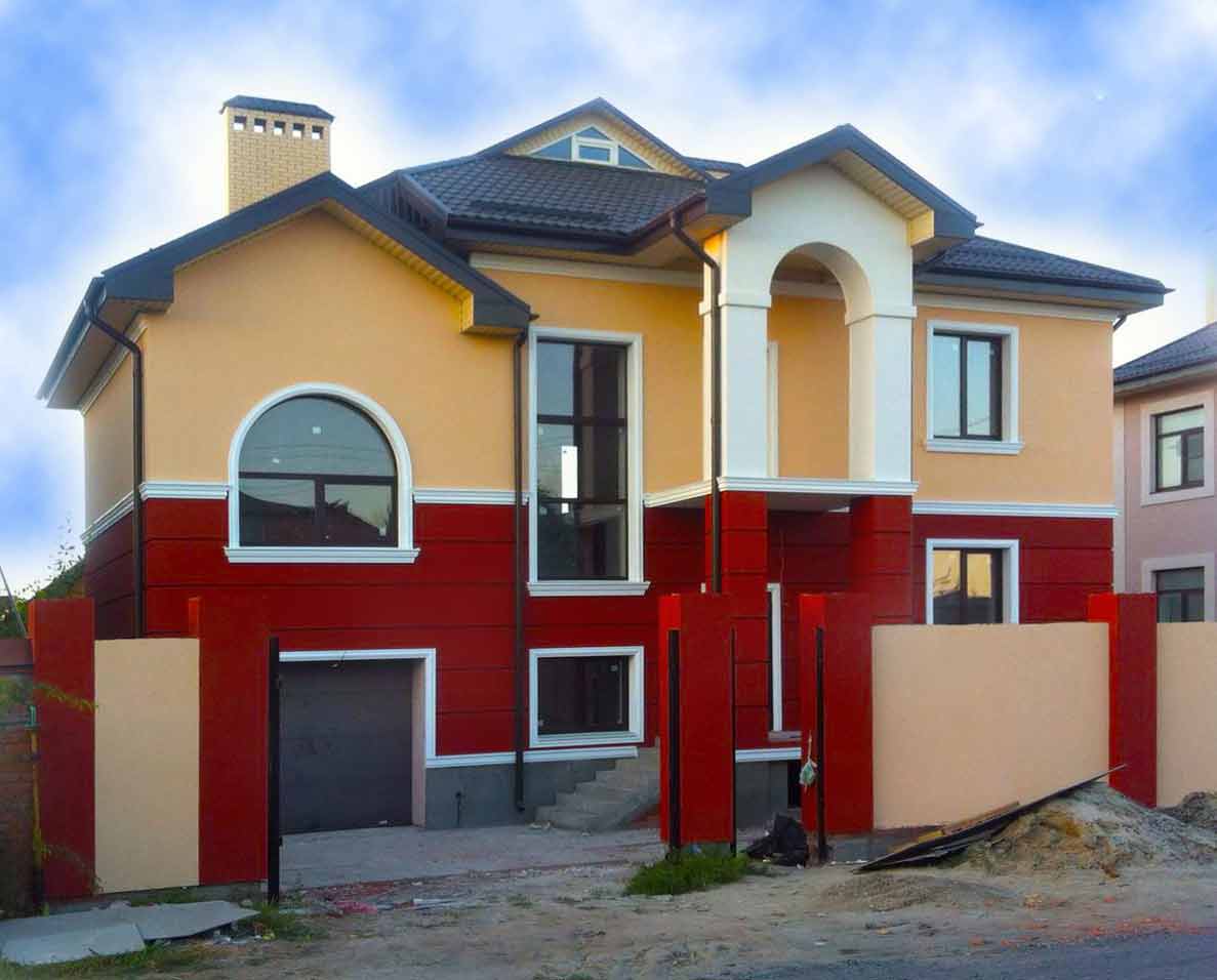 покраска домов фасадной краской сочетание цветов фото