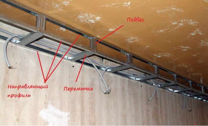 Монтаж короба из гипсокартона на потолке под натяжной потолок с подсветкой