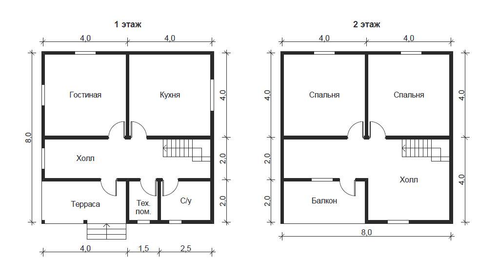 Проекты каркасных домов 7х8: планировка дома с мансардой и других, 1-этажных и 2-этажных