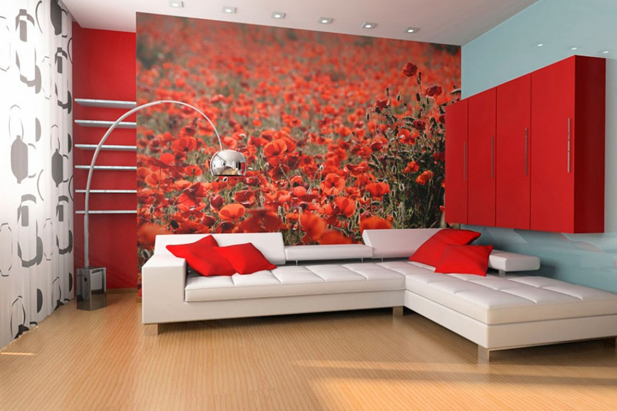 Красная спальня: фото стильного интерьера с белыми и черными обоями
