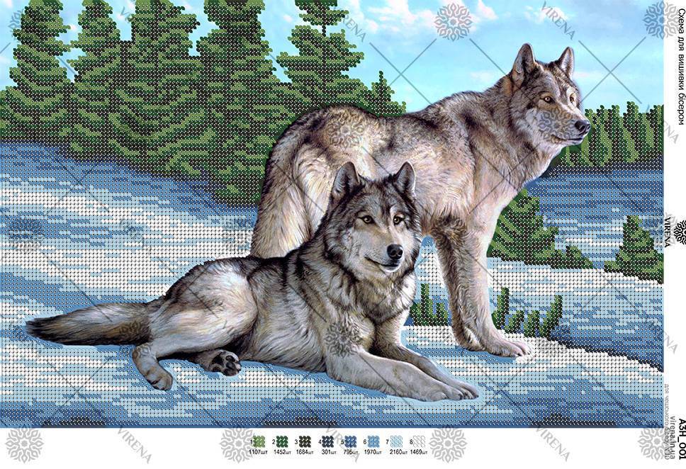 Картины пара волков. картина панно рисунок вышивка вышивка крестом волки - символ любви и верности канва нитки