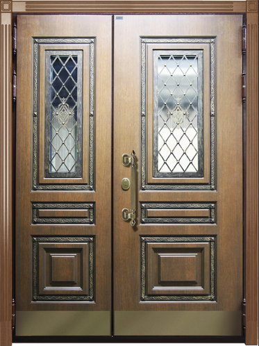 Входные металлические двухстворчатые двери