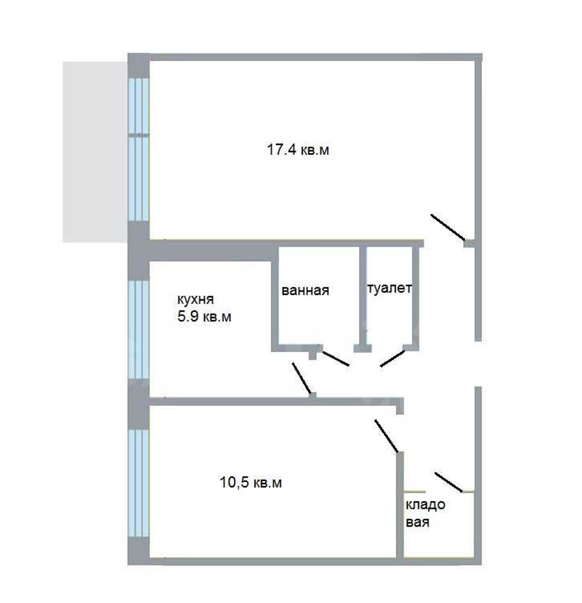планировка квартиры брежневка 2 комнаты