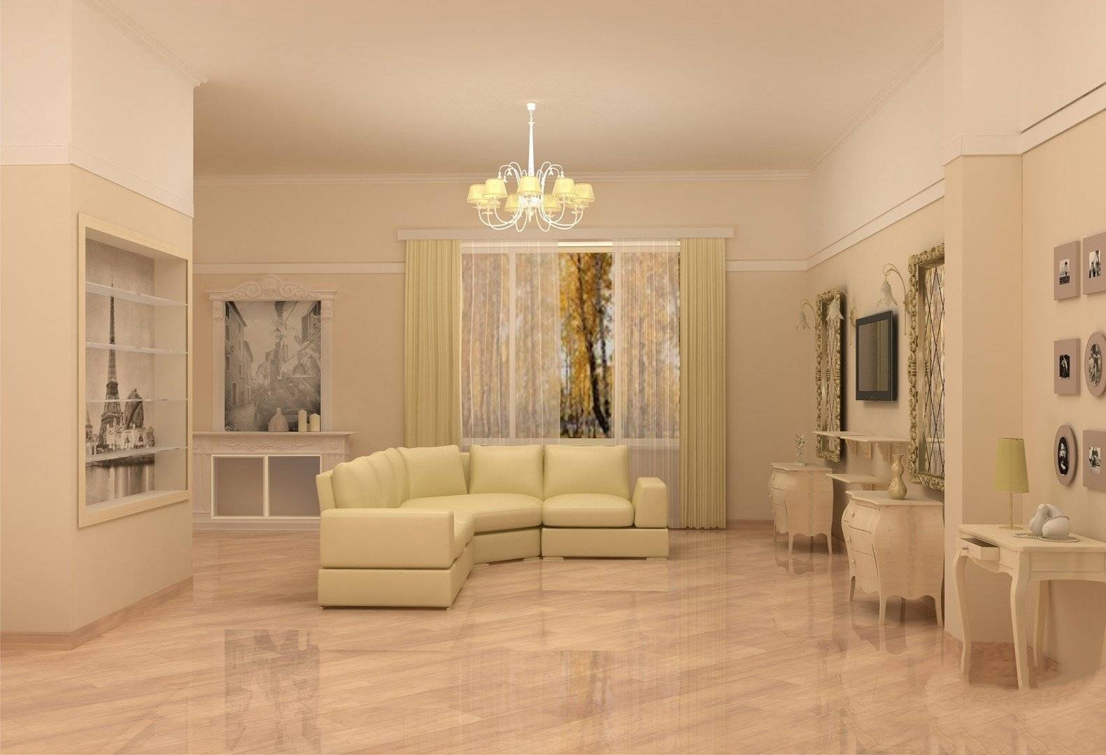 Интерьер гостиной с белой мебелью фото
