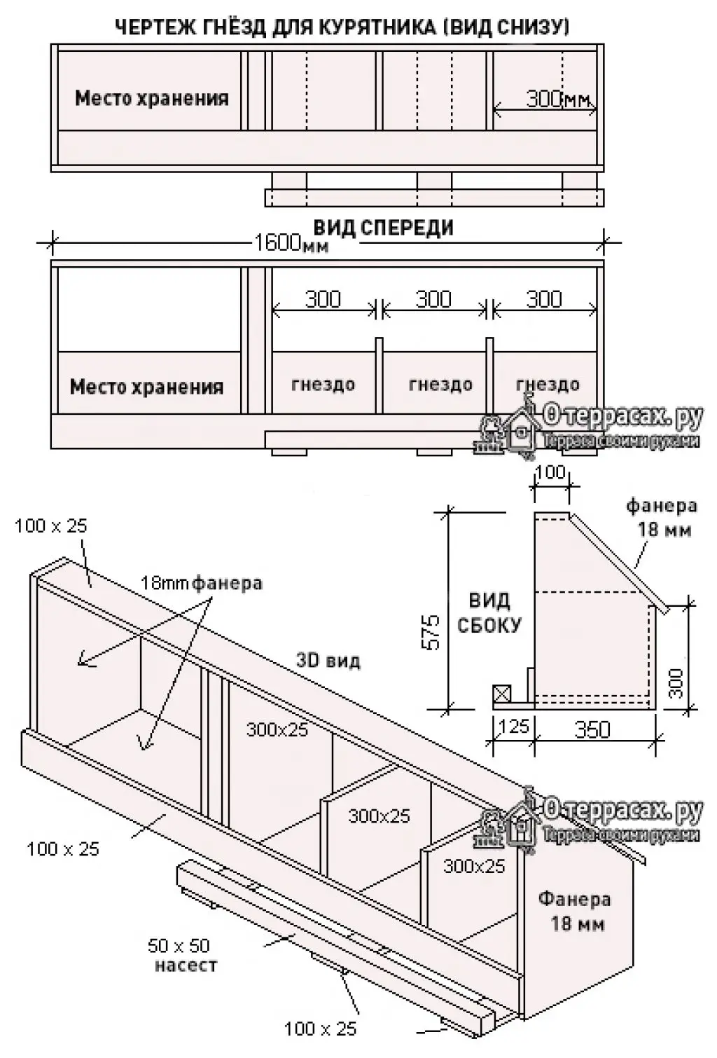 Схема обустройства курятника внутри