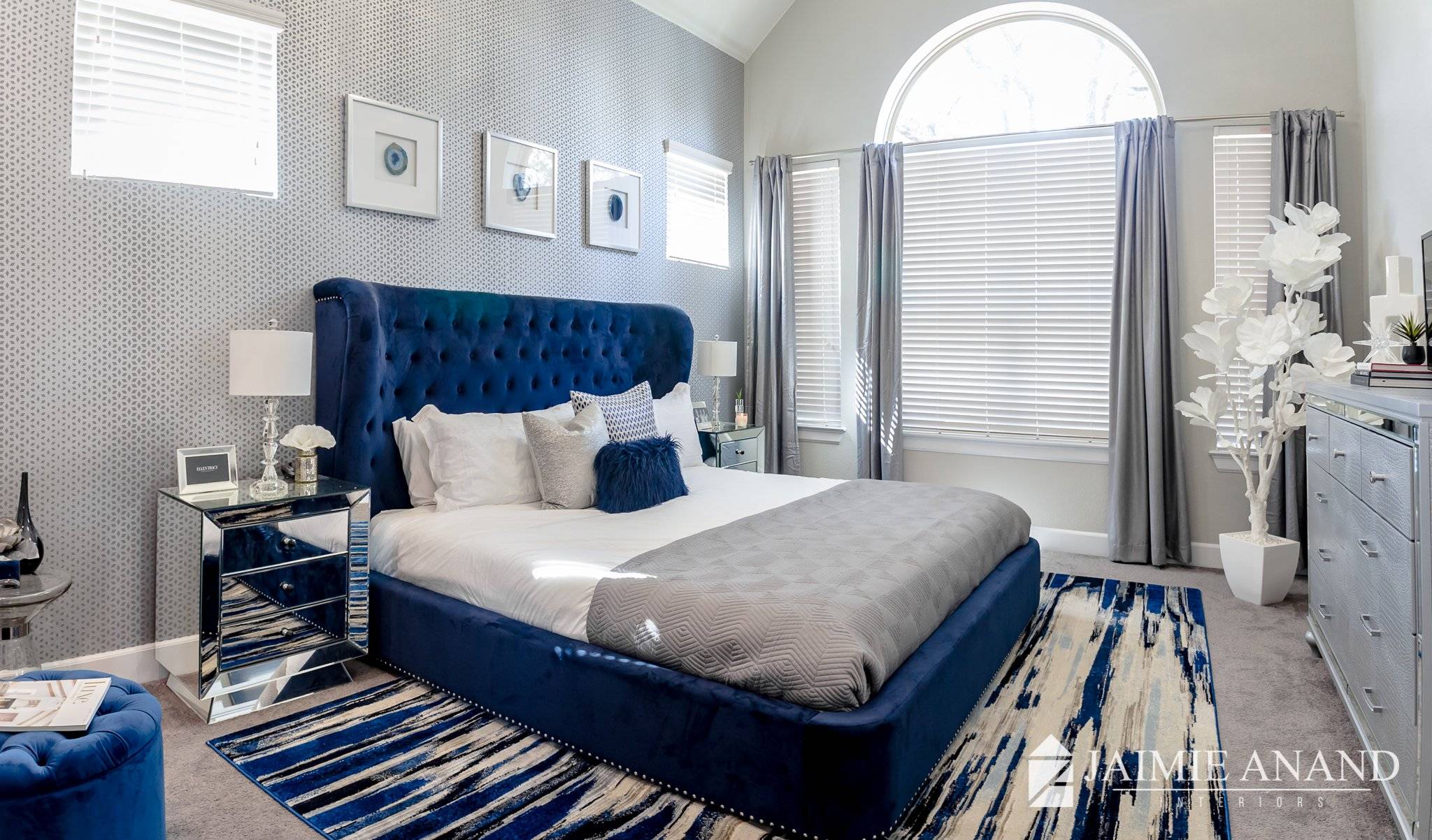 Синяя спальня, правила оформления дизайна интерьера